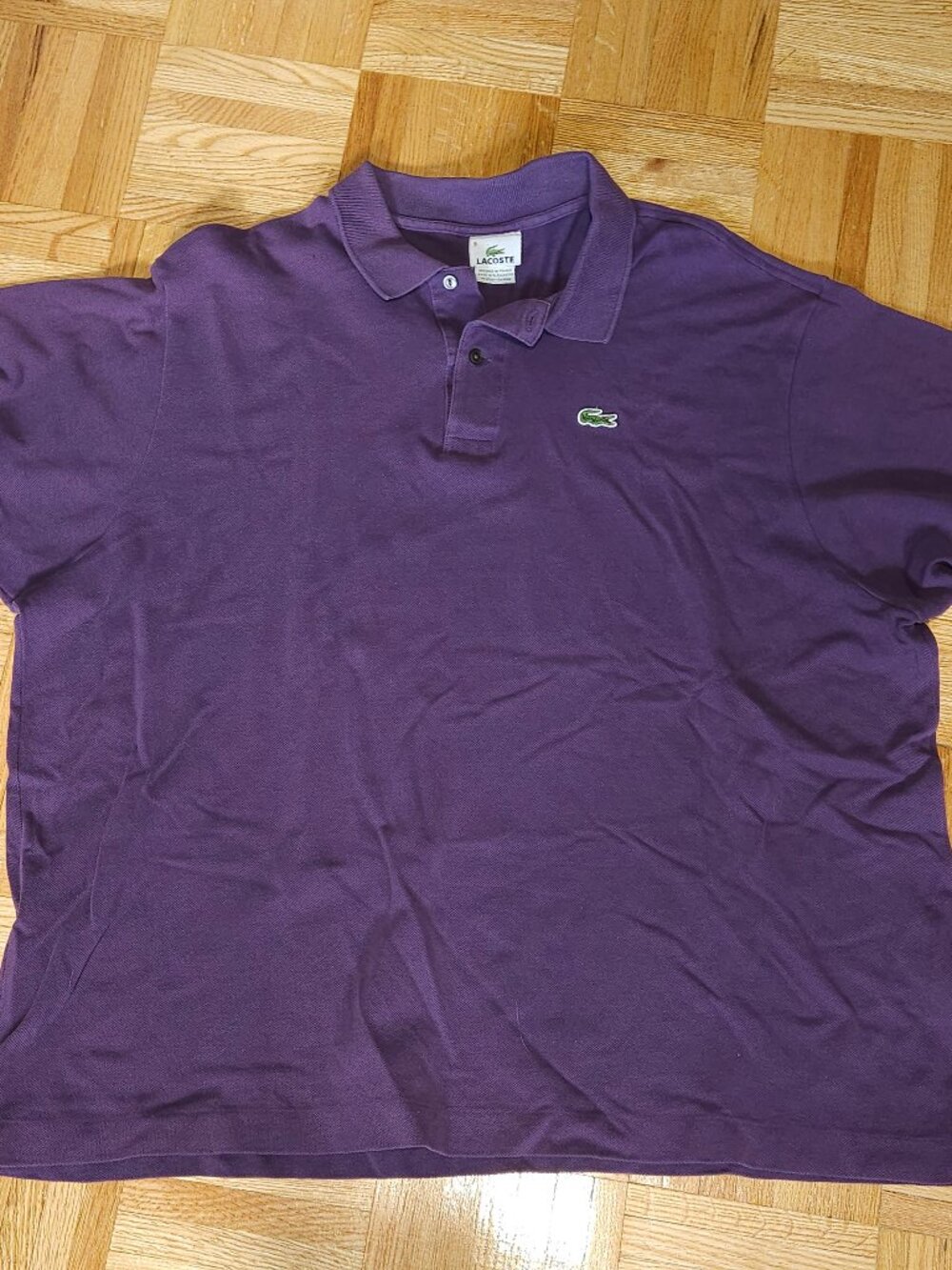 Lacoste Polo Shirt Mens Size 9 Purple Short Sleeve Croc Logo Cotton Plum 3XL